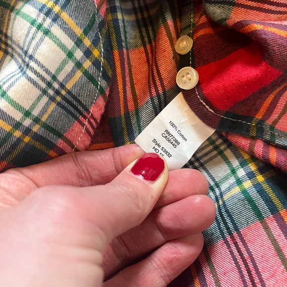 J. Crew 1/2 button plaid cotton flannel M - Picture 4 of 5